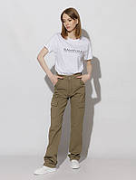 Жіночі джинси-регуляр із кишенею 40 хакі MANGA plus ЦБ 00218950 PS, код: 8424599