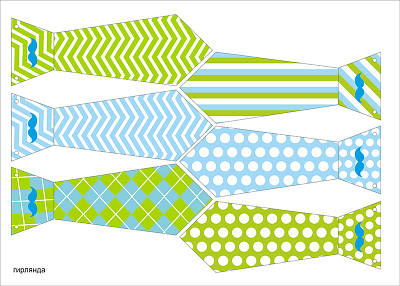 Святкова гірлянда-краватки в стилі "Little man", 1 аркуш