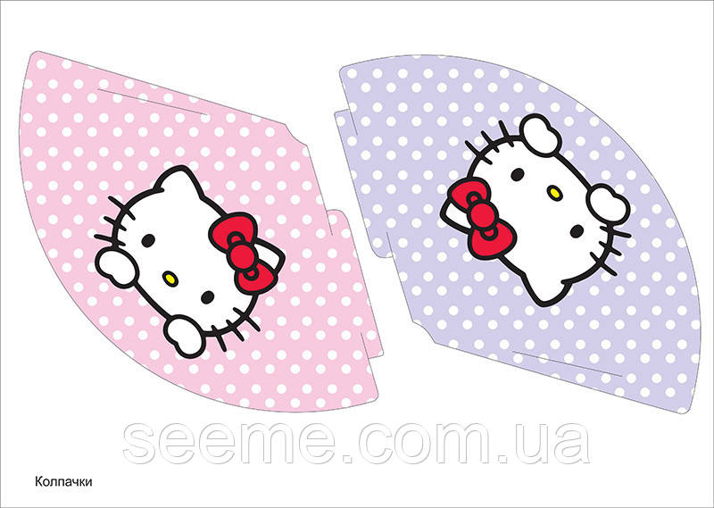 Святкові ковпачки в стилі "Hello Kitty", 1 аркуш, фото 1