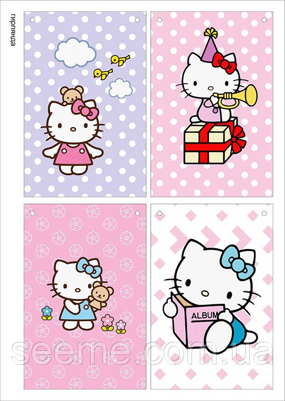 Святкова гірлянда в стилі "Hello Kitty", 1 аркуш, фото 1