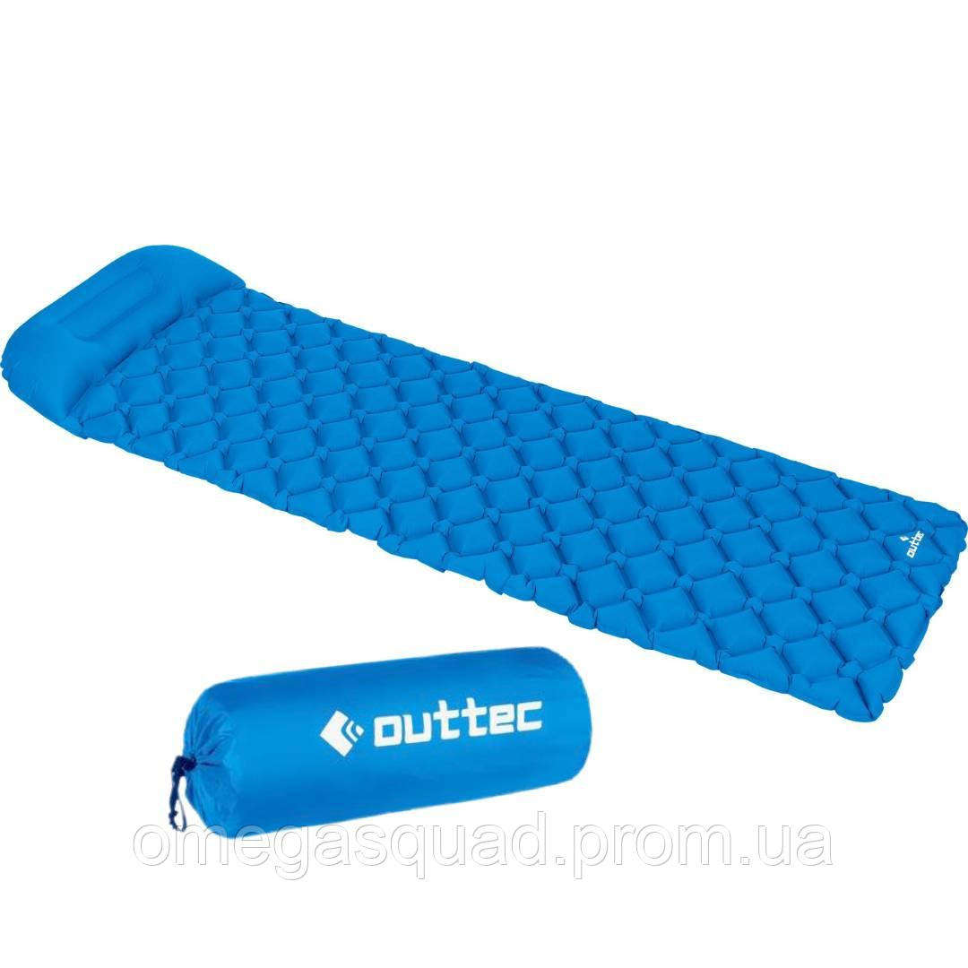 Надувной матрас Outtec с подушкой соты голубой LW, код: 7934189 - фото 1 - id-p2158613263
