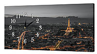 Настенные часы ProfART на холсте 30 x 53 см Ночной Париж (06_S) KV, код: 1225640