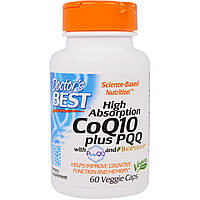 Коэнзим Q10 Высокой Абсорбации + PQQ (В14), BioPerine, Doctor's Best, 60 гелевых капсул PM, код: 6640059