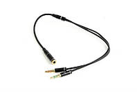 Аудио-кабель Cablexpert (CCA-418M) 3.5 mm 4-pin-2х3.5 mm stereo, 0.2м, черный PR, код: 6707404