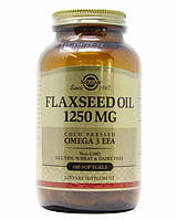 Льняное масло Flaxseed Oil Solgar 1250 мкг 100 гелевых капсул CP, код: 7701642