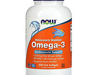 Омега 3 NOW Foods Omega-3 Molecularly Distilled Softgels 1000 mg 200 Fish Softgels NL, код: 7576357