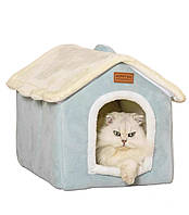 Домик лежак мягкий плюшевый Pet Pro House для домашних собак и кошек L 52x43x50 см Голубой (P PM, код: 8404470