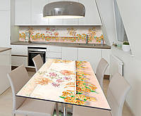 Наклейка 3Д виниловая на стол Zatarga «Охра на скатерти» 600х1200 мм для домов, квартир, стол VK, код: 6439758