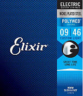 Струны для электрогитары Elixir 12025 Polyweb Nickel Plated Steel Custom Light 9 46 FG, код: 7416972