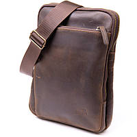 Оригинальная сумка с накладным карманом на молнии в матовой коже 11280 SHVIGEL Коричневая 29, FS, код: 6756576