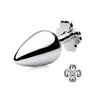 Анальна пробка Metal Clover Butt Plug Jewelry Medium Clear Bdsm4u FG, код: 8188360