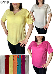 Жіноча котонова футболка НАПIВБАТАЛ GN19 (в уп. різні забарвлення) вир-во В'єтнам