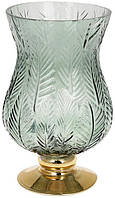 Ваза настольная декоративная Ancient Glass Розалин 14х15х25 см зеленое стекло Bona DP41817 UM, код: 8330827