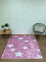 Детский гипоаллергенный безворсовый ковер "Звезды на розовом" 140х190, коврик в детскую, опт, дроп