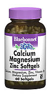 Кальций Магний + Цинк, Bluebonnet Nutrition, 60 желатиновых капсул SM, код: 5566764