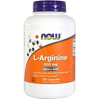 Аргинин NOW Foods L-Arginine 500 mg 250 Caps CP, код: 7518407