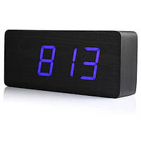 Настільний електронний LED-годинник від мережі VST 865 Чорний із синім SC, код: 8363766
