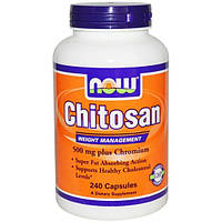 Хитозан NOW Foods Chitosan 500 mg Plus Chromium 240 Caps BX, код: 7518299