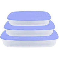 Набор прямоугольных контейнеров для пищевых продуктов 3 шт Алеана фиолетовый 167020 FG, код: 8380107