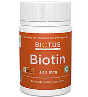 Биотин Biotus Biotin 300 mcg 30 Tabs BIO-530289 SM, код: 7778522