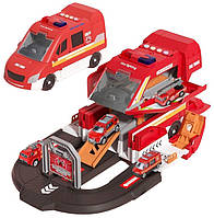 Игровой набор Детская пожарная машина Гараж на батарейках с машинками