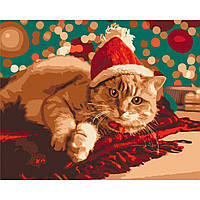 Картина по номерам Санта котик Brushme (BS51356) KV, код: 8343294