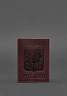 Кожаная обложка для паспорта с польским гербом бордовая Crazy Horse BlankNote GR, код: 8131829