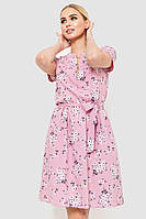 Платье с цветочным принтом пудровый 230R006-22 Ager S FE, код: 8385482