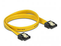 Кабель накопичувача Delock SATA 7p M M 0.3m прямий 6Gbps AWG26 Latch Gold жовтий (70.08.2805 PS, код: 7455597