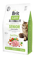 Сухой корм для пожилых кошек с избыточным весо Brit Care Cat GF Senior Weight Control м с кур TO, код: 7567885