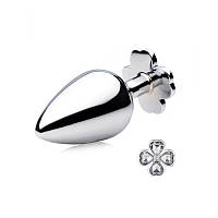 Анальна пробка Metal Clover Butt Plug Jewelry Small Clear Bdsm4u FG, код: 8188354