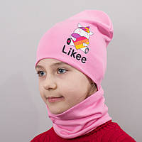 Детская шапка с хомутом КАНТА Likee размер 48-52 розовый (OC-856) KV, код: 6489542