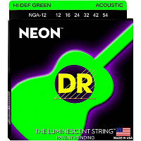 Струны для акустической гитары 6 шт DR NGA-12 Hi-Def Neon Green K3 Coated Medium Acoustic Gui KM, код: 2656644