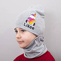 Детская шапка с хомутом КАНТА Likee размер 48-52 серый (OC-858) FT, код: 6489496