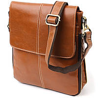 Вертикальная мужская сумка Vintage 20830 кожаная Коричневый FG, код: 7673981