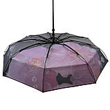 Жіноча парасолька-автомат на 9 спиць від Flagman чорна з рожевою квіткою N0153-10 SC, код: 8027200, фото 4