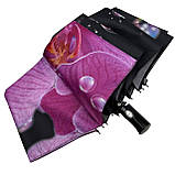 Жіноча парасолька-автомат на 9 спиць від Flagman чорна з рожевою квіткою N0153-10 SC, код: 8027200, фото 5