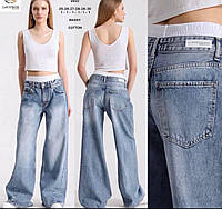 Жіночі широкі джинси баггі з резинкою