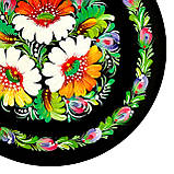 Тарілка декоративна Петриківський розпис ручної роботи з дерева 15 см ЧОРНОБРИВЦІ сувенір, фото 4