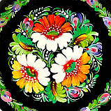 Тарілка декоративна Петриківський розпис ручної роботи з дерева 15 см ЧОРНОБРИВЦІ сувенір, фото 6