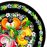 Тарілка декоративна Петриківський розпис ручної роботи з дерева 15 см МАКИ сувенір, фото 5