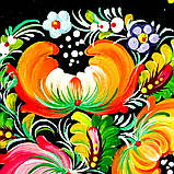 Тарілка декоративна Петриківський розпис ручної роботи з дерева 15 см МАКИ сувенір, фото 7