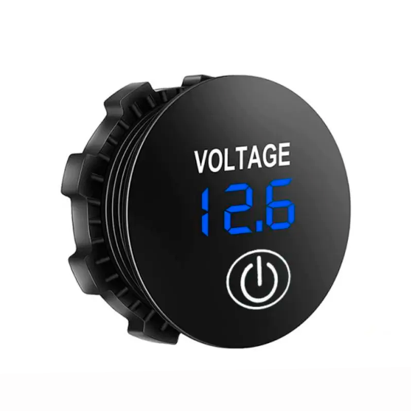 Водонепроникний світлодіодний цифровий автомобільний вольтметр із кнопкою включення, фото 1