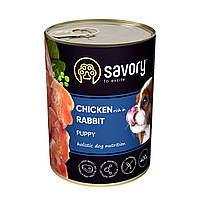 Влажный корм для щенков Savory с кроликом и курицей 400 г (4820232630587) FS, код: 7568190