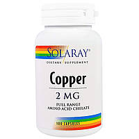 Медь Copper Solaray 2 мг 100 капсул DL, код: 7287980