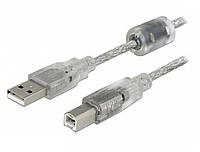 Кабель принтера Lucom USB2.0 A-B M M 0.5m AWG24+28 Ferrite D4.0mm прозорий (25.02.5137) MY, код: 7454159