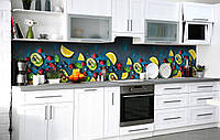 Наклейка на скинали Zatarga на кухню «Фруктовая мозаика» 600х3000 мм виниловая 3Д наклейка ку OM, код: 6513175