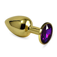 Золота анальна пробка з фіолетовим каменем Rosebud Anal Plug Medium Bdsm4u SP, код: 8181675