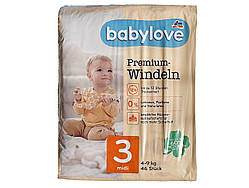 Дитячі одноразові підгузки Babylove Premium 3 midi 4-9 кг 46 шт SC, код: 8104962