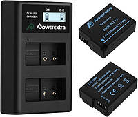 Powerextra Pack із 2 змінних акумуляторів для Panasonic DMW BLC12 E та подвійного зарядного пристрою